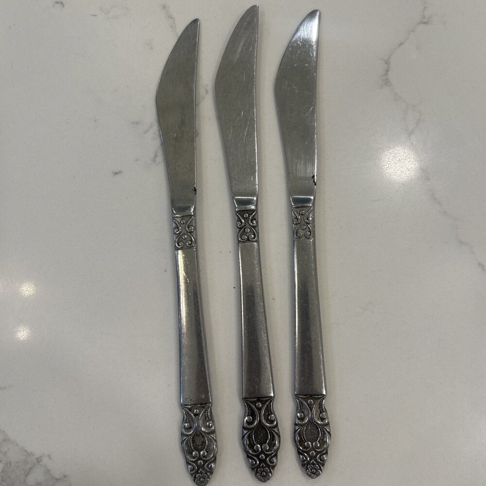 Vintage National Stainless OLAF Flatware Japan Set Of 3 Dinner Knives - Picture 7 of 9